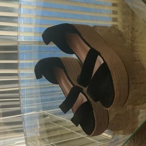 Black and twine platform sandals